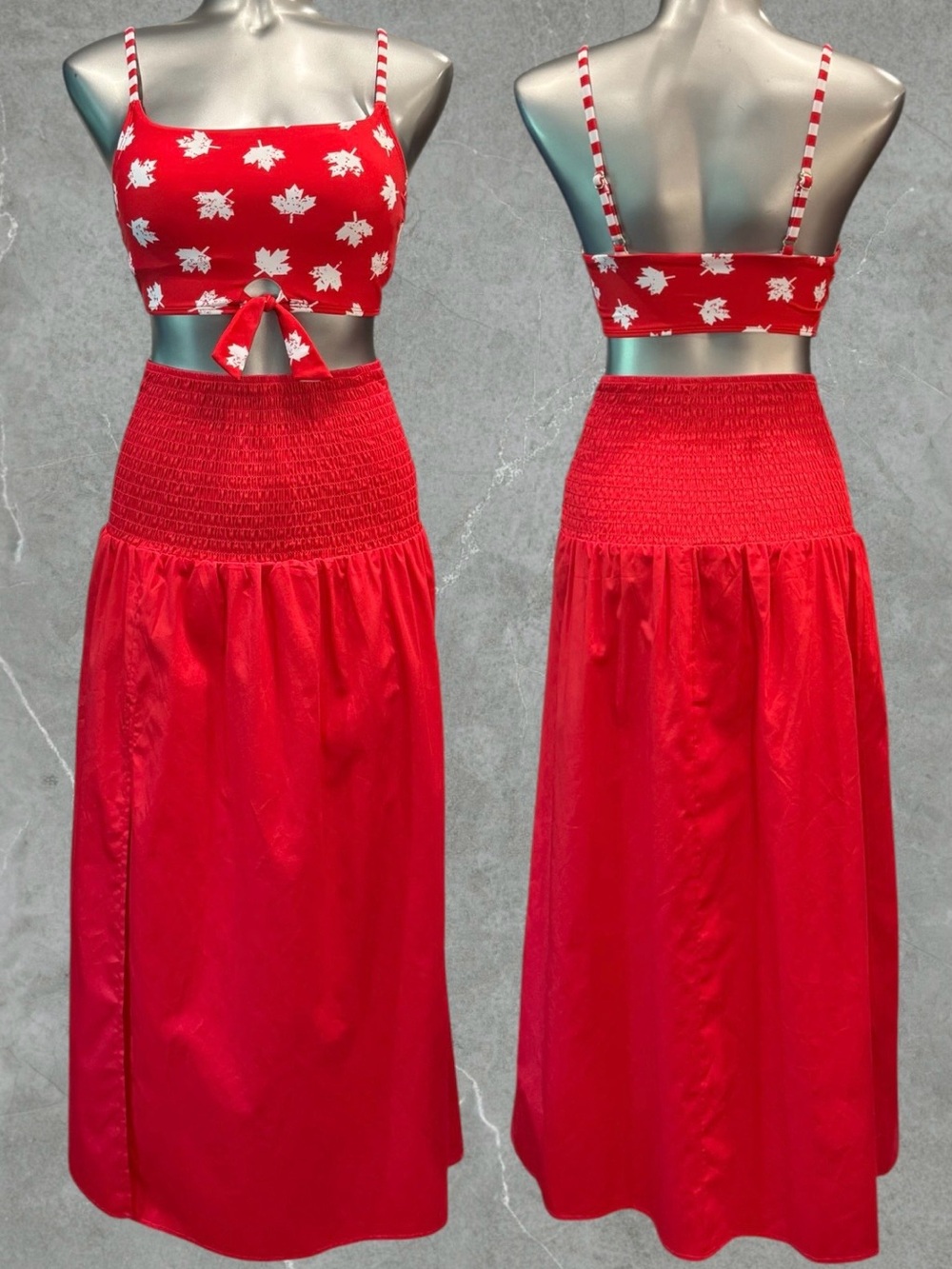 2 for $30 | Red Convertible Smocked Cover Up Dress - Picture 6 of 16